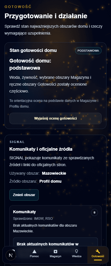 Widok gotowości domu
